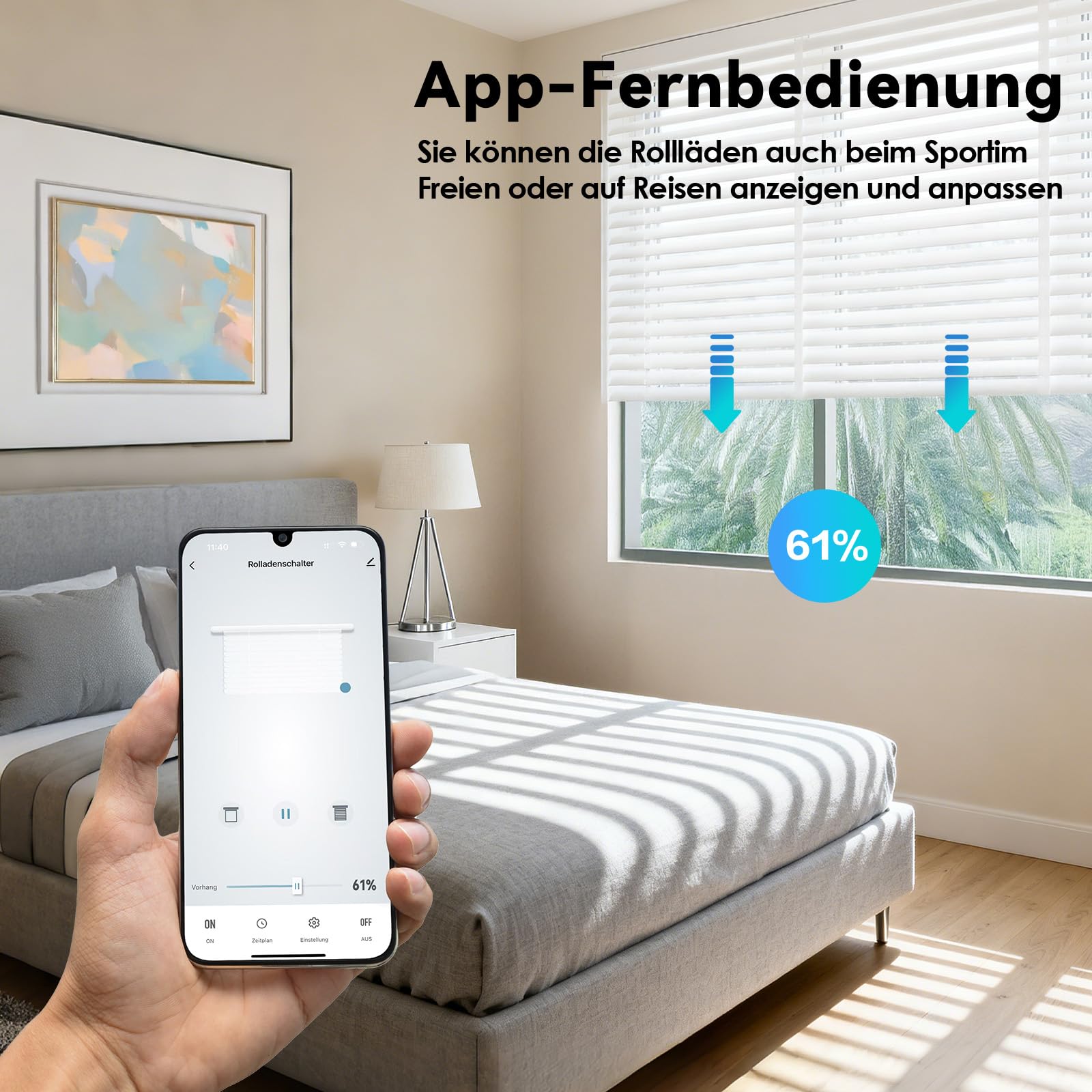 Rolladenschalter Smart, 80mm JSmart Vorhänge, Kompatibel mit Alexa/Google Home, Prozentuale Steuerung,Intelligenter Fernschalter, Benötigt Nullleiter（XUIBFB-4Pack)