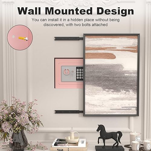 Miniatura 5 de Caja fuerte para efectivo, 0.23 pies cúbicos, caja fuerte rosa para dinero, pequeña caja de seguridad ignífuga para oficina en casa, bonita caja de