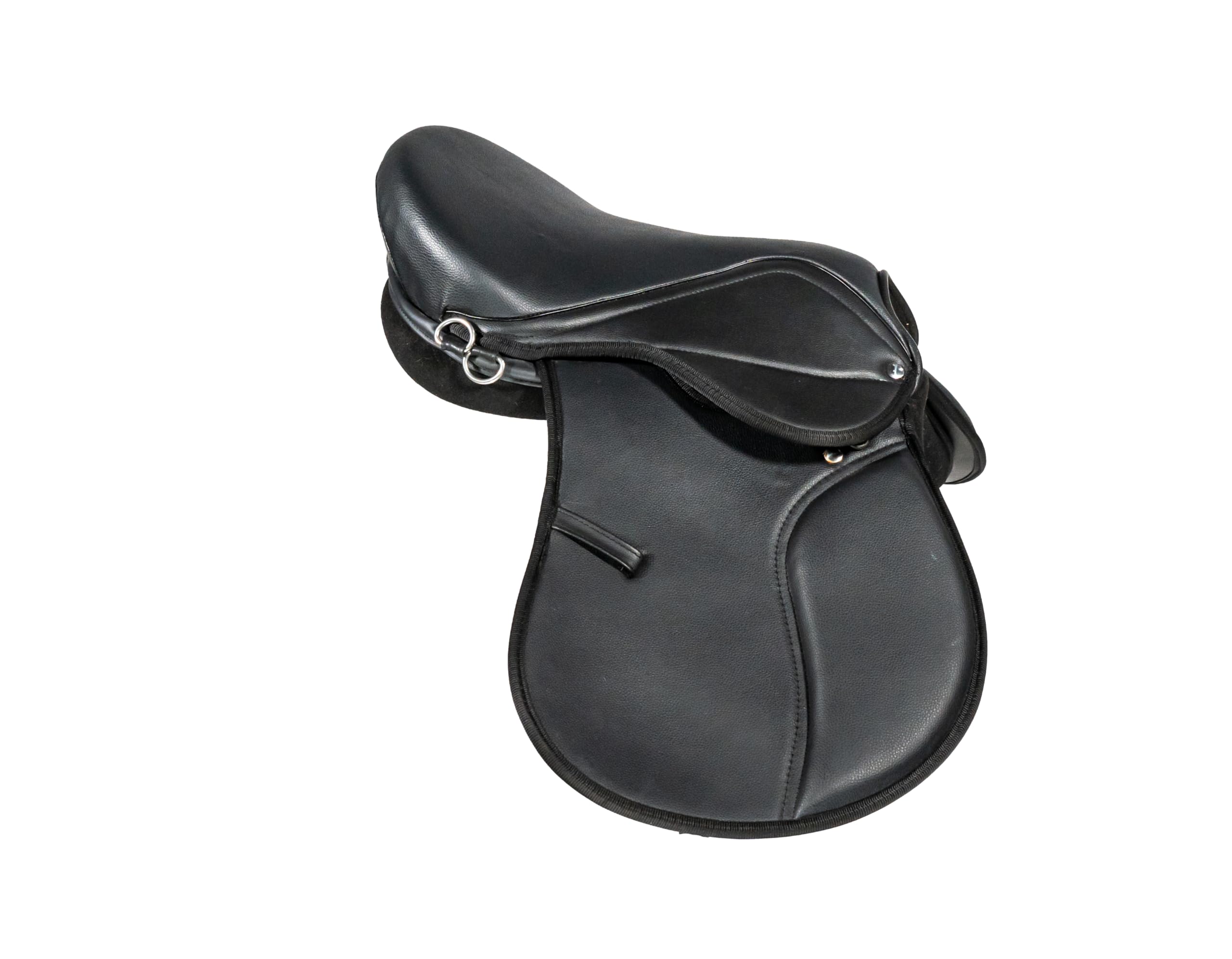Synthetic Leather Treeless Horse Saddle Lightweight Durable All Purpose Riding Saddle for Comfort and Horse Flexibility Black 16 Inch Seat