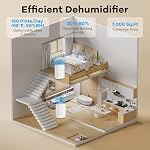 COSTWAY 150 Pints Dehumidifier with Pump, 7000 Sq.Ft Portable Home Dehumidifier for Basements with 2 Modes & 3 Fan Speeds