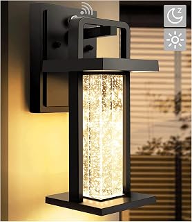 Outdoor Wall Lights Fixture-Led Porch Lights Modern Outdoor Wall Lights Exterior,Dusk to Dawn Wall Mount for House with Crystal Glass,Waterproof 10W 480LM Integrated Sconce,3000K for House Patio