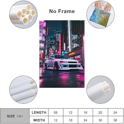 Miniatura 2 de QEOPGNE Pósteres japoneses neón de Tokio Drift Jdm Car S15, lienzo decorativo para pared, impresiones artísticas para sala de estar, dormitorio, sin
