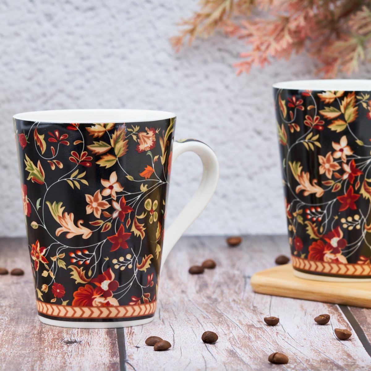 Mugs Set of 2 for Coffee, Tea, Milk - Ideal for Your Daily Beverage Ritual, Hosting & Casual Gatherings - Enchanted Night Garden