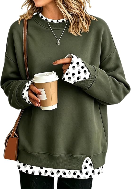Crewneck Sweatshirts Women Polka Dot Print Y2K – product photo 5 of 7