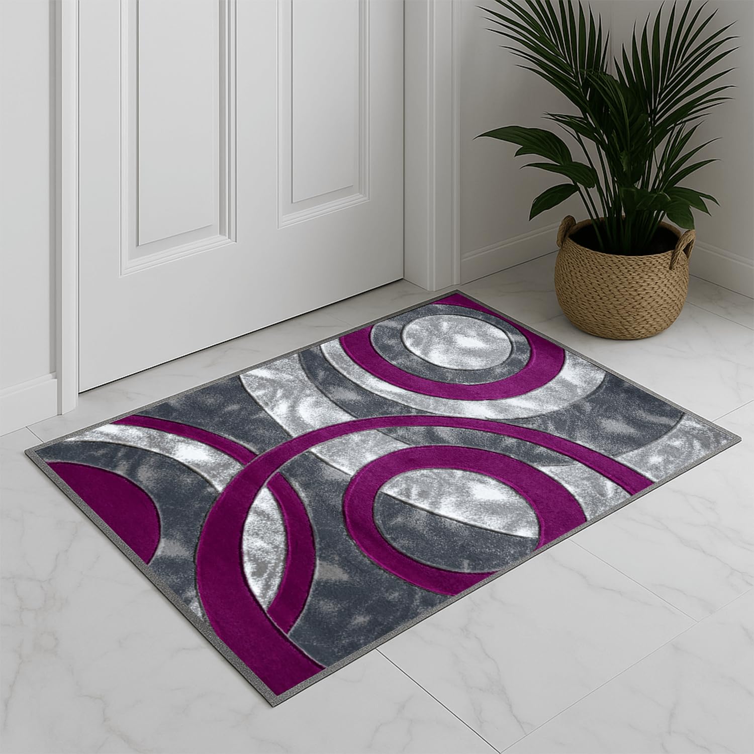 Trendy Realm Twilight Door Mat - Non-Slip Washable Doormat, Suitable for Indoor/Outdoor Use, Heavy Duty Dirt Trapper and Water Absorbent – (Purple, 50x80 cm) — image 1