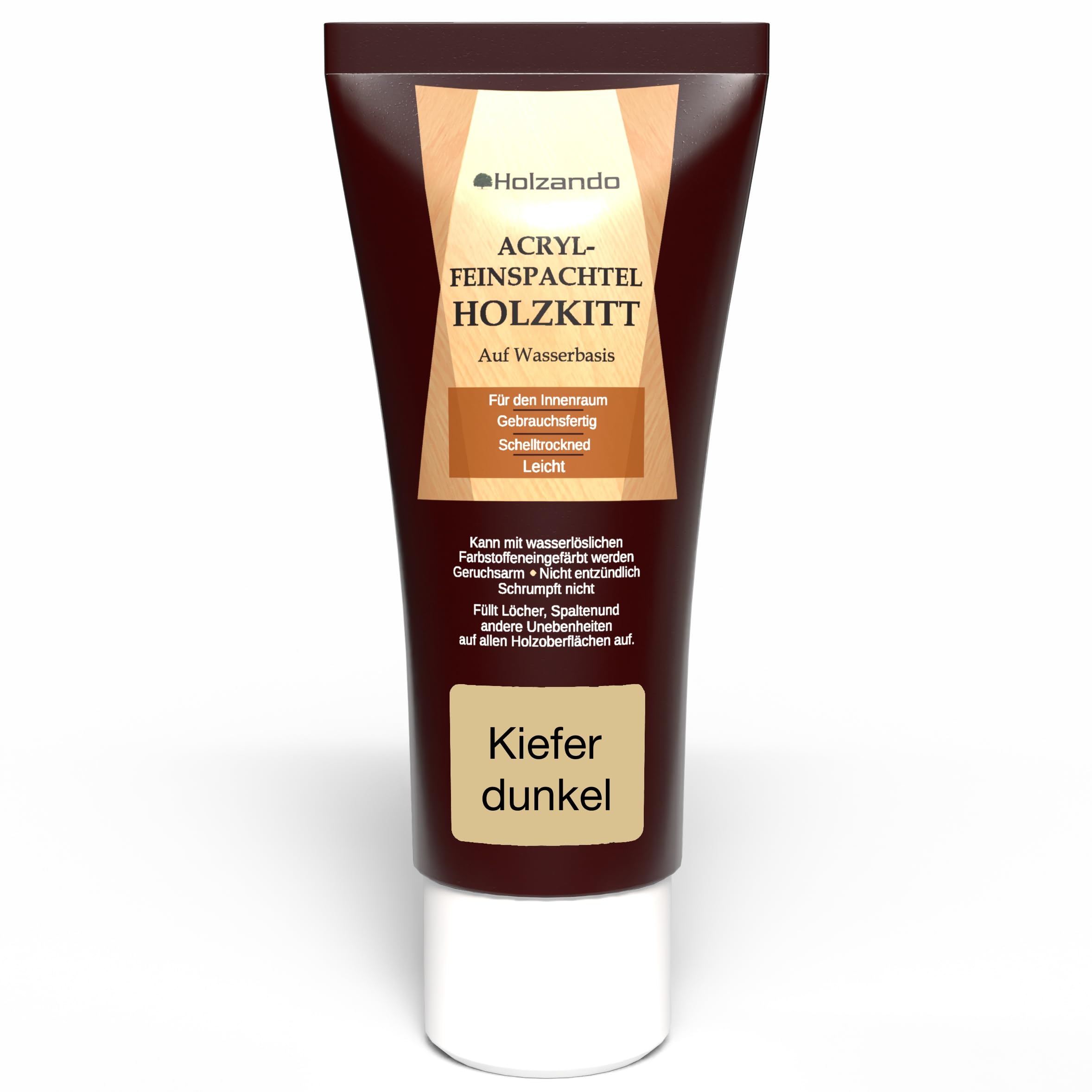 Holzando® Acryl Holzkitt Feinspachtel für Holz, OSB und Wände Kiefer dunkel 90, 250gr Tube