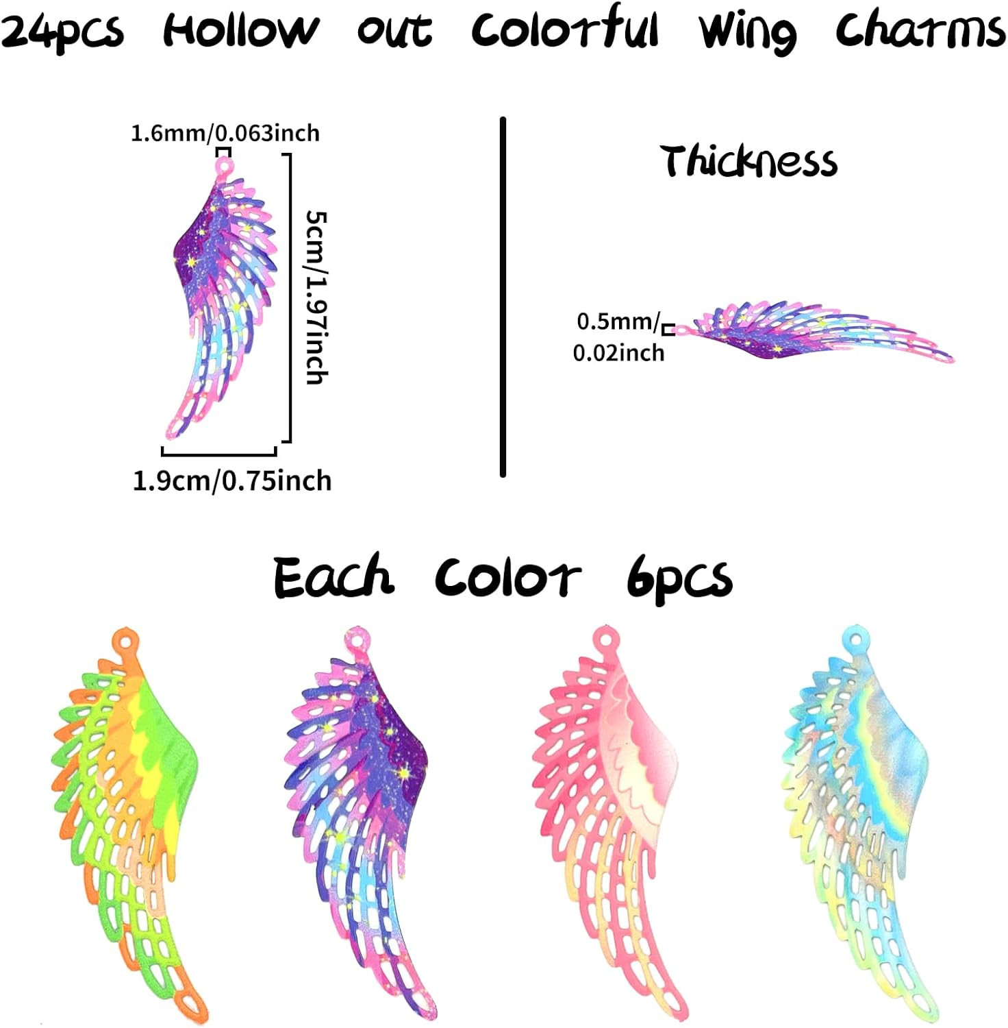 Multicolor Filigree Feather Charms Hollow Color Painted Plume Pendant for DIY Earrings Necklaces Jewelry Making Accessories Bookmark Components Hanging Embellishments - Image 2
