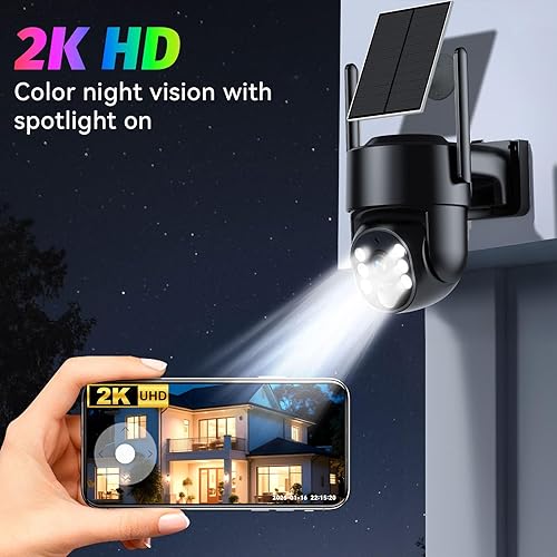 Miniatura 5 de Cámara solar inalámbrica para exteriores, cámaras solares 2K para exteriores para seguridad del hogar, cámara WiFi de 0.18 oz sin cables, vista de