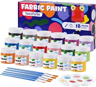 Textilfarbe Waschmaschinenfest 18 Farben je 50ml - Stoffmalfarben Set mit 5 Pins im Test