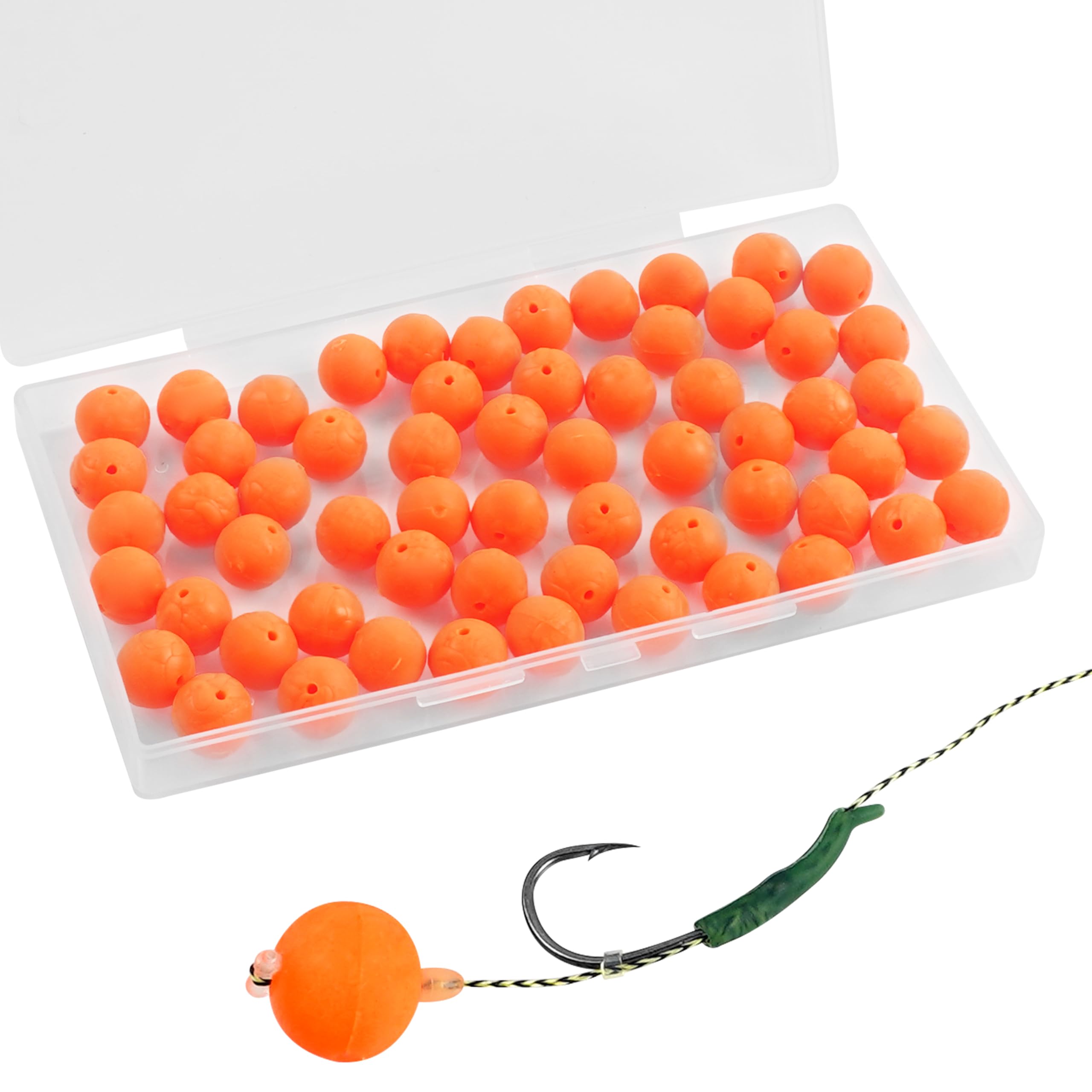 Soft Rubber Fishing Beads, 60pcs 12mm Fishing Bait Eggs Corn Round Fish Ball Beads Floating Bobber Rig Lure Bait Fly Tying Materials