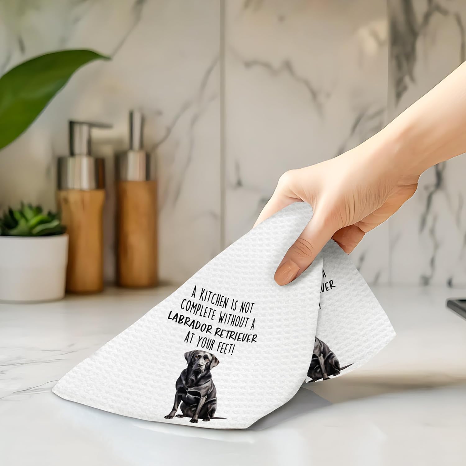 Funny Labrador Retriever Kitchen Towels Set of 2, Labrador Retriever Gifts, Dog Hand Towels for Kitchen Decor, Black Lab Gifts for Women Dog Lovers Moms Dishcloths Dish Towel 16X24 Inches - Image 5