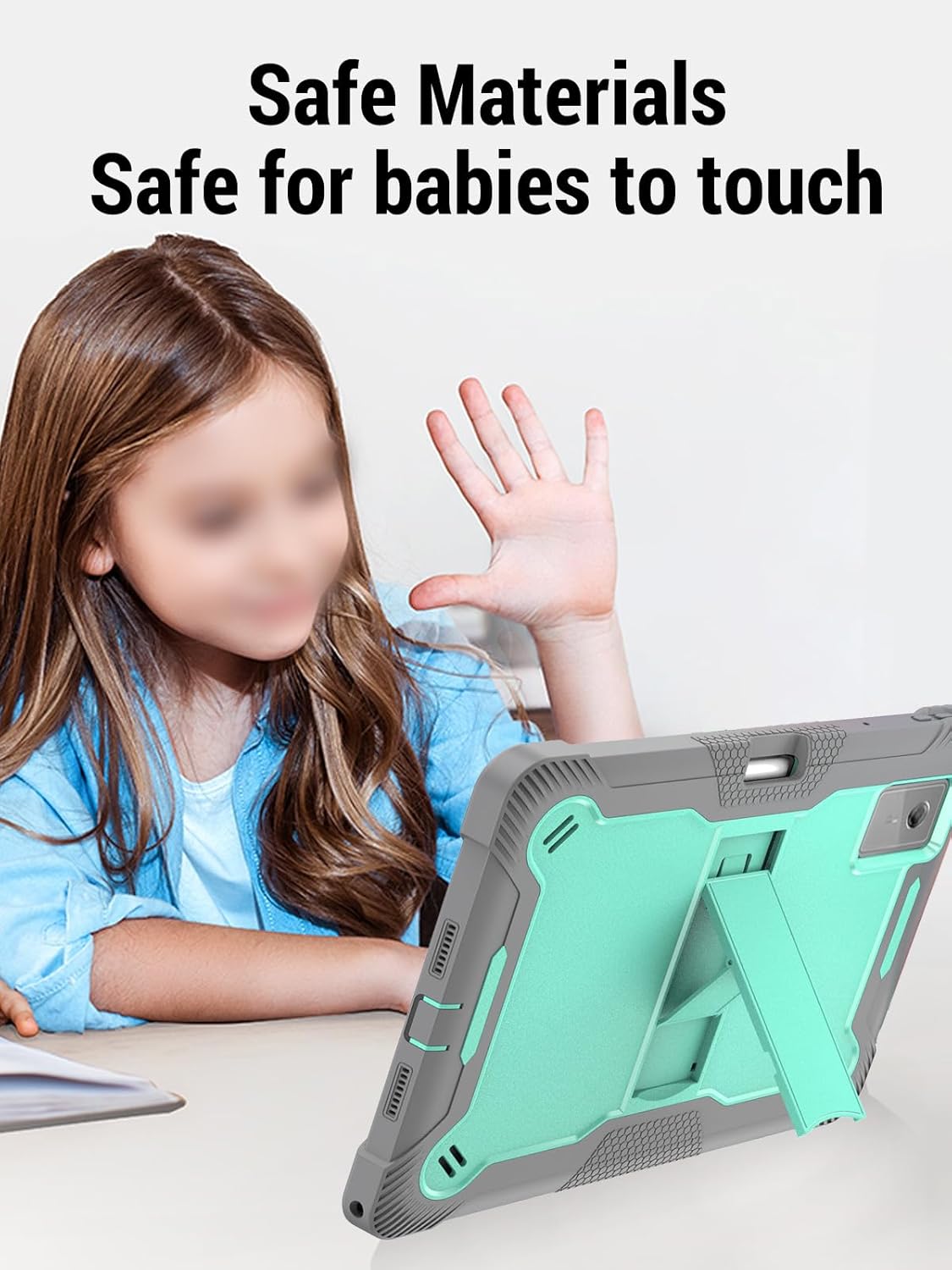 for Lenovo Idea Tab Plus/Tab K12（12.1 Inch） Android Tablet Protective case,Shockproof Lightweight Silicone Protective Cover with Stand,Child-Friendly Protection,Easy to Clean Design,Mint Green