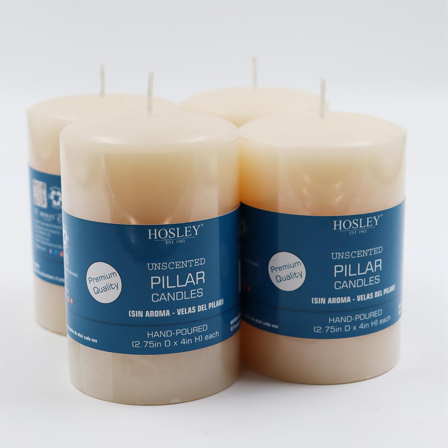 Hosley 2x3 High Pillar Candles, Set of 24. White, Unscented. Bulk Buy. Ideal for Wedding, Emergency Lanterns, Spa, Aromatherapy, Party, Reiki, Candle Gardens O4