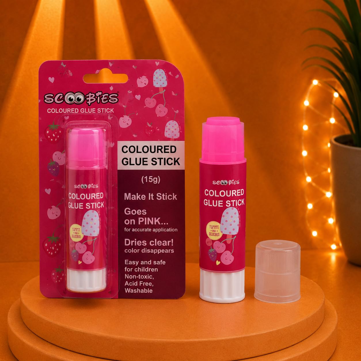 Pink Coloured Glue Stick (15 grams) | With Child-Safe Cap | Adhesive | Non-Toxic & Waterproof | Transparent Easy Application-image-25