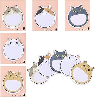 5 Pcs Cat Theme Sticky Notes,300 Sheets Kawaii Sticky Note Pads Cute Animal Sticky Notes Pads Note Page Index Tabs Self-Stick Cartoon Sticky Note Pad for Cat Lovers Office School Creative Gifts