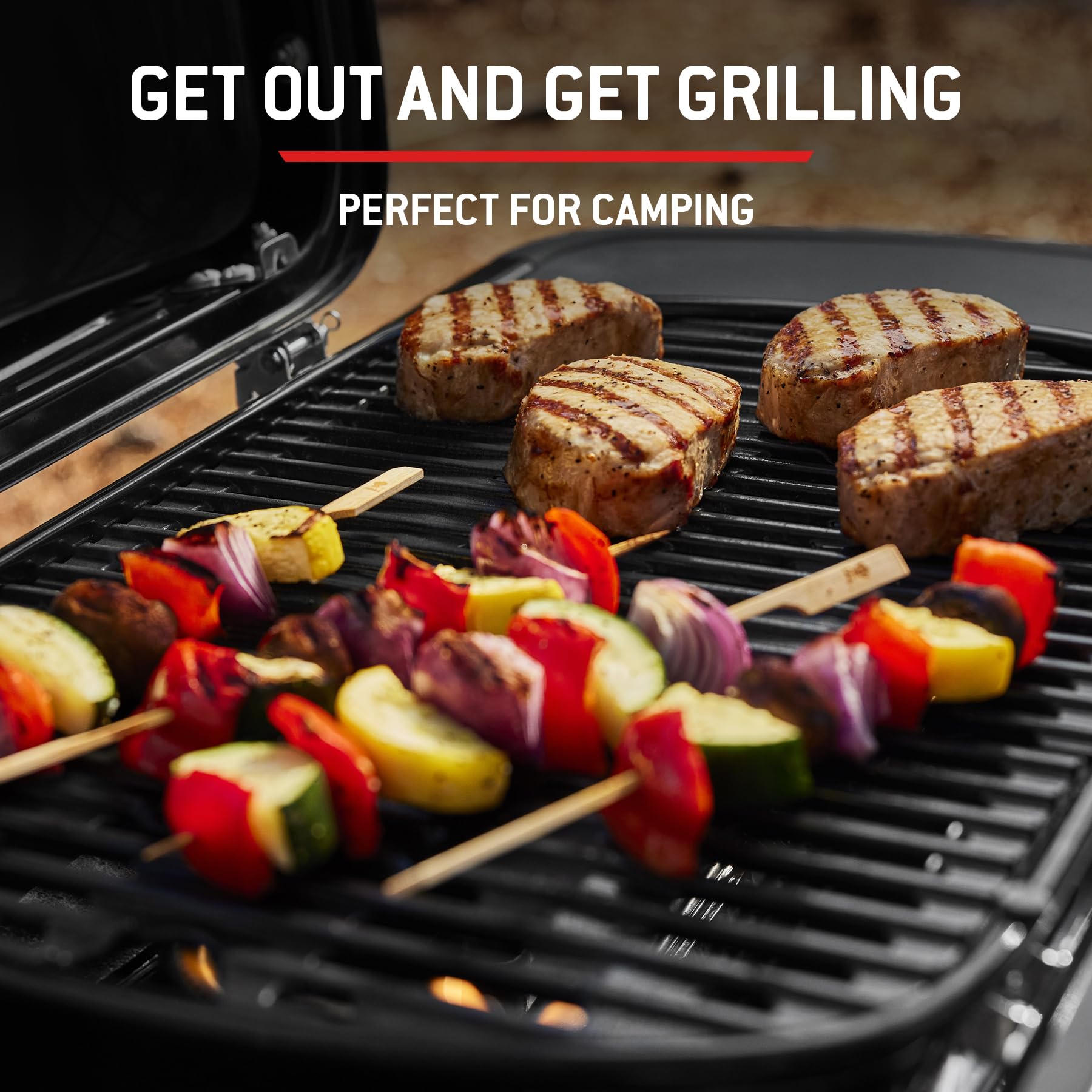 Weber Traveler Compact Gasgrill mit klappbarem Untergestell und Rädern