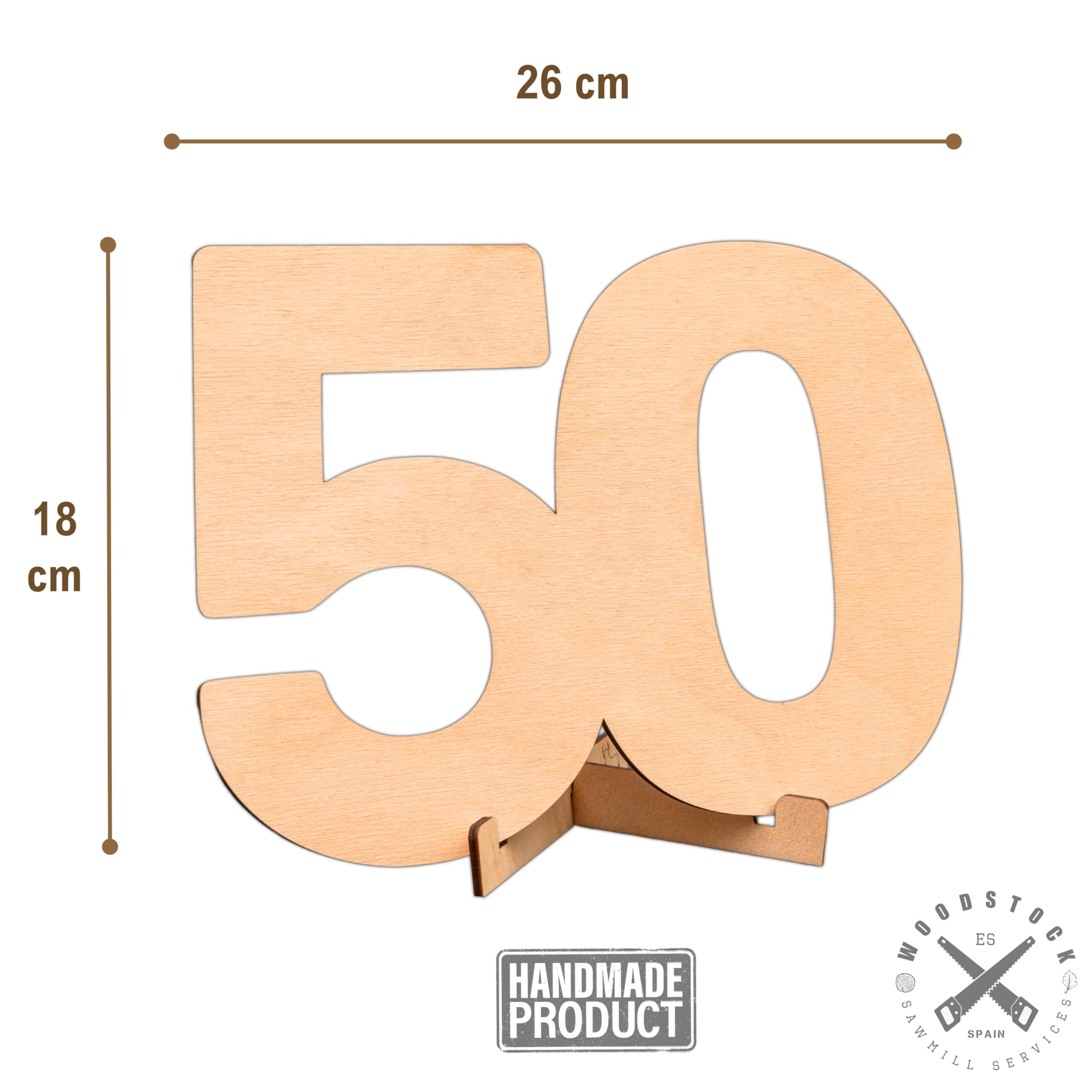 ART Número Madera 50 Cumpleaños Mujer, Hombre - 50 Aniversario Bodas Oro - Bodas de Oro 50 Aniversario - Regalos 50 Cumpleaños Mujer