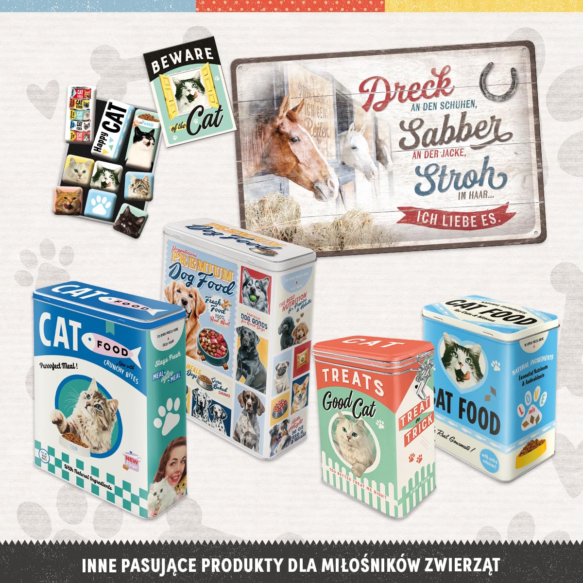 Nostalgic-Art Retro puszka L, 3 l, Cat Food – Love Mix – Pomysł na prezent dla miłośników kawy, duży pojemnik z metalu na suchą karmę, Styl vintage