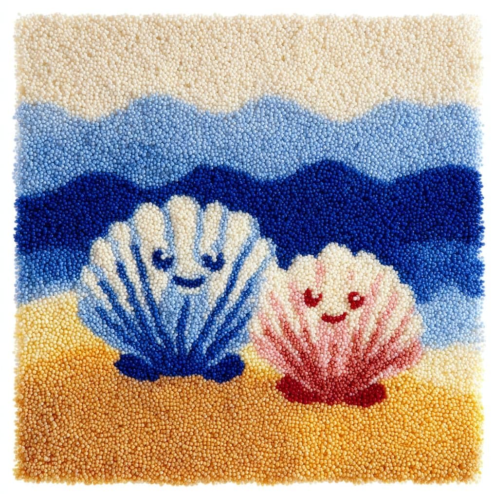 AxiangziK Latch Hook Needlecraft Pillow Kit,Beach Seashells