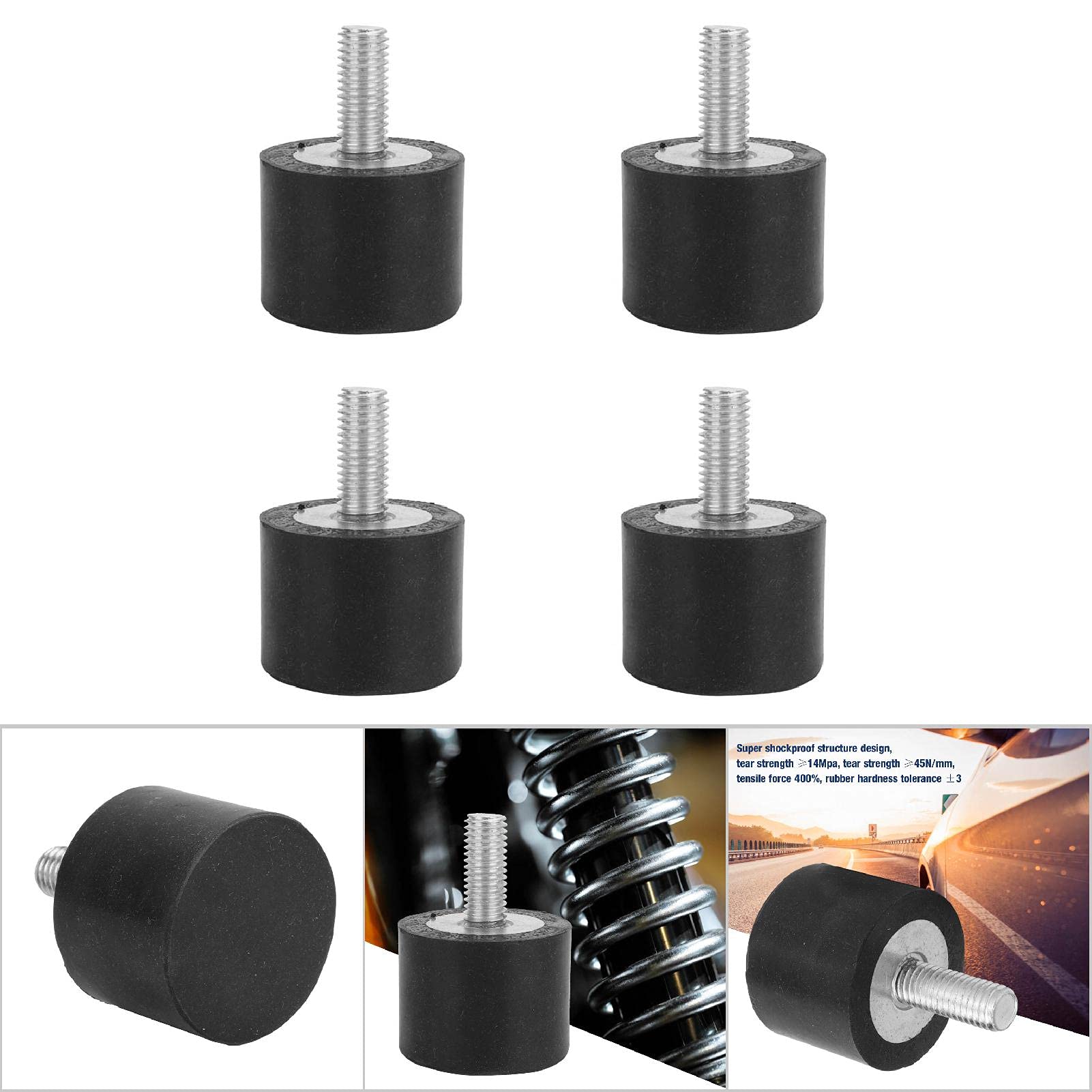 4er - Set Anti - Vibrations - Gummi - Bobbin - Lager, Schwingungsisolator für Maschinen, Automobilindustrie, Fitnessgeräte und Elektronik, hitzebeständig, reißfest 45 N/mm (VE40*30 M10*25)