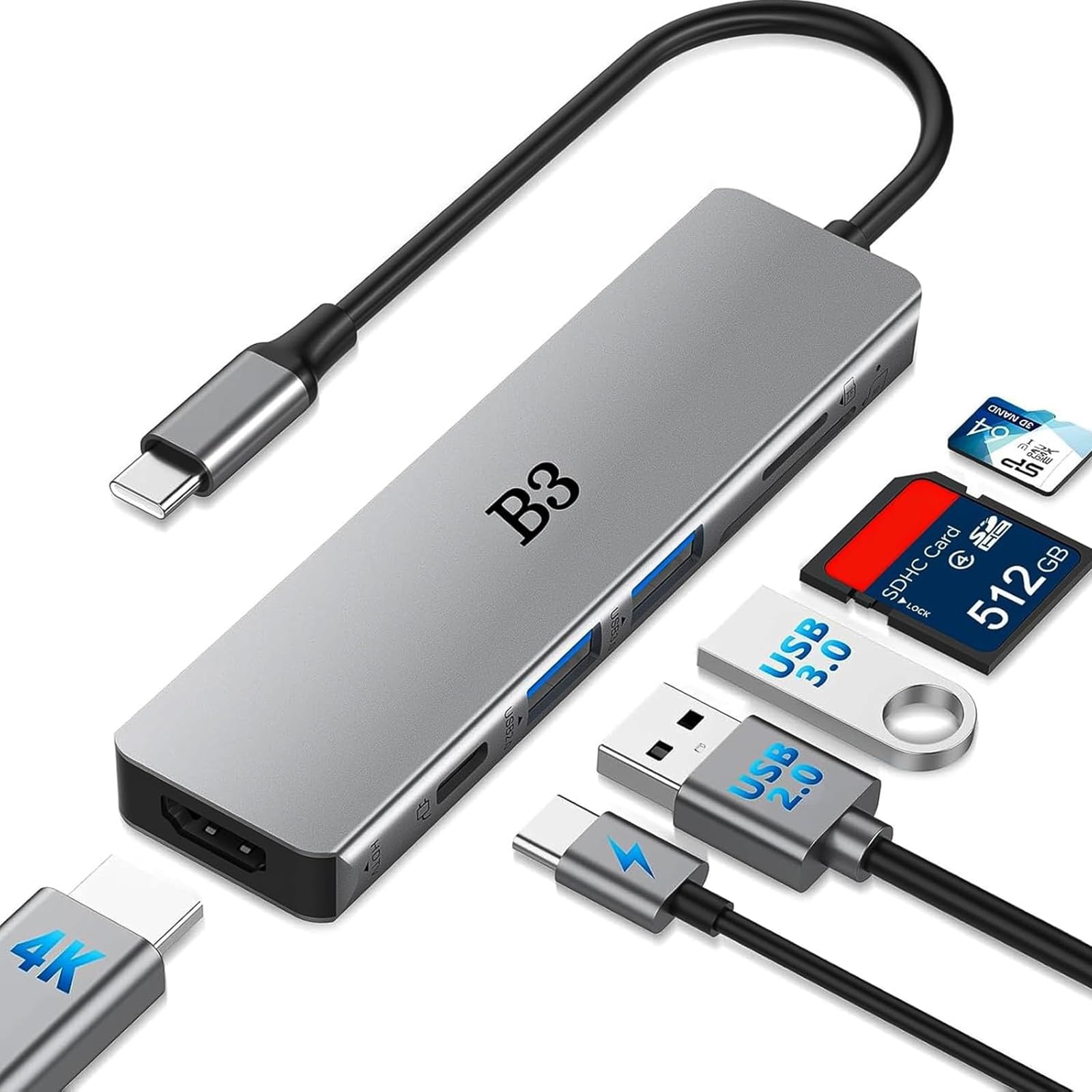 haru3san専用 Amazon | USB C ハブ 6-in-1 マルチポートアダプター、4K@60Hz HDMI