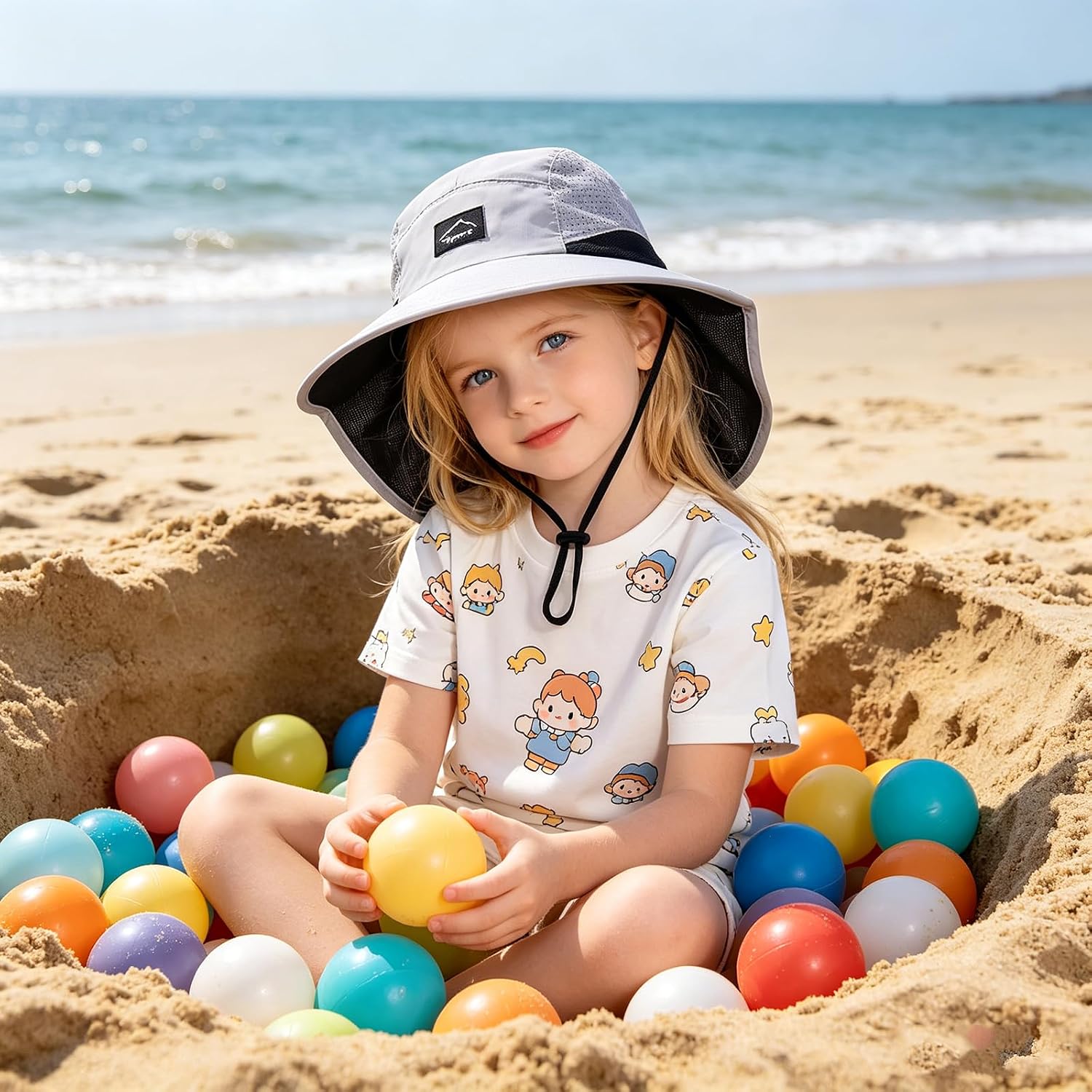 3 Pack Kids Sun Hats with Neck Flap UV Protection Fishing Hat Children Wide Brim Beach Hat for Age 5-14 Boys and Girls