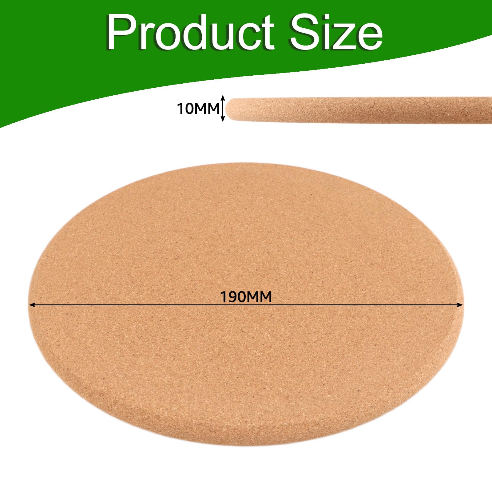 Set van 8 Kurk Onderzetters - Diameter 19 cm, Rond, 1 cm Dik - Voor Potten, Ovenschaal, Pannen