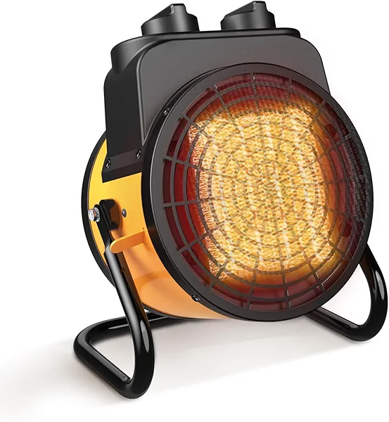 TRUSTECH Greenhouse Heater with Thermostat, 1500W Outdoor Electric Heater, 3S Heating &3 Heat Modes, Overheat Protection, 90° Tilt, Portable for Green House, Flower Room, Workplace