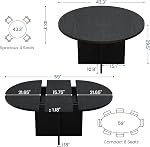 43.3''-59'' Extendable Round Dining Table for 4-8, Modern Kitchen Oval Dining Table with Removable Leaves, Dinner Table for Dining Room, Kitchen, Living Room, Black