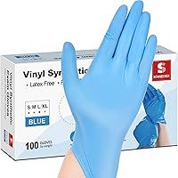 Schneider 4 Mil Latex-Free Vinyl Exam Gloves - Powder-Free, Food Safe Disposable for Medical, Cooking, Cleaning & Food Prep