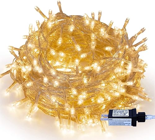 Luces de árbol de Navidad  320 LED de 114.8ft de extremo a extremo 8 modos de enchufar en interiores y exteriores, impermeables, decorativas, para