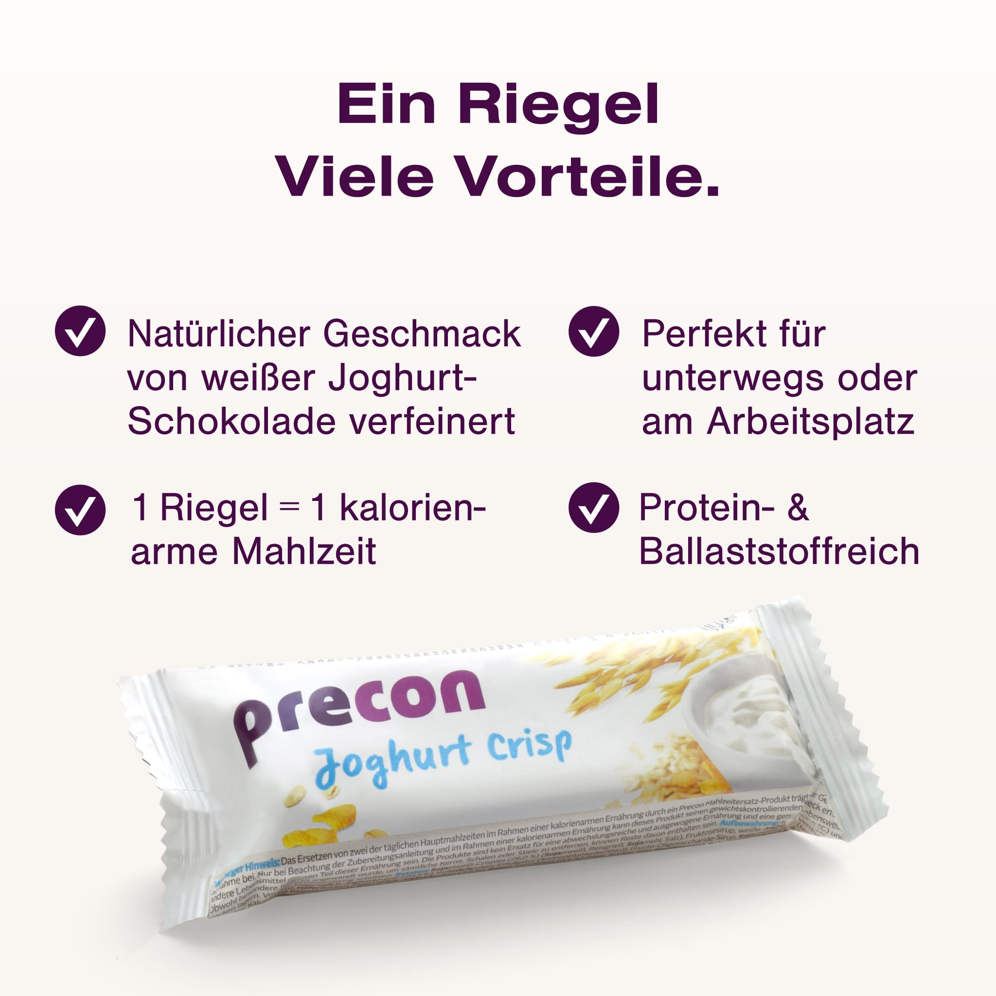 Precon BCM Diät Riegel zum Abnehmen – JoghurtCrisp – 3 Riegel à 64 g – Mahlzeitenersatz für eine gewichtskontrollierende Ernährung