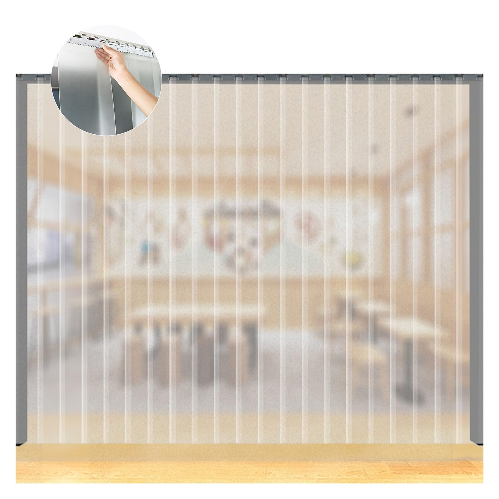 FBHappiness Plastic Door Strips Vinyl Strip Door Curtain Smooth Waterproof Frosted PVC Strip Curtain for Garage Warehouse (Size : 150x200cm/59.06x78.74in)