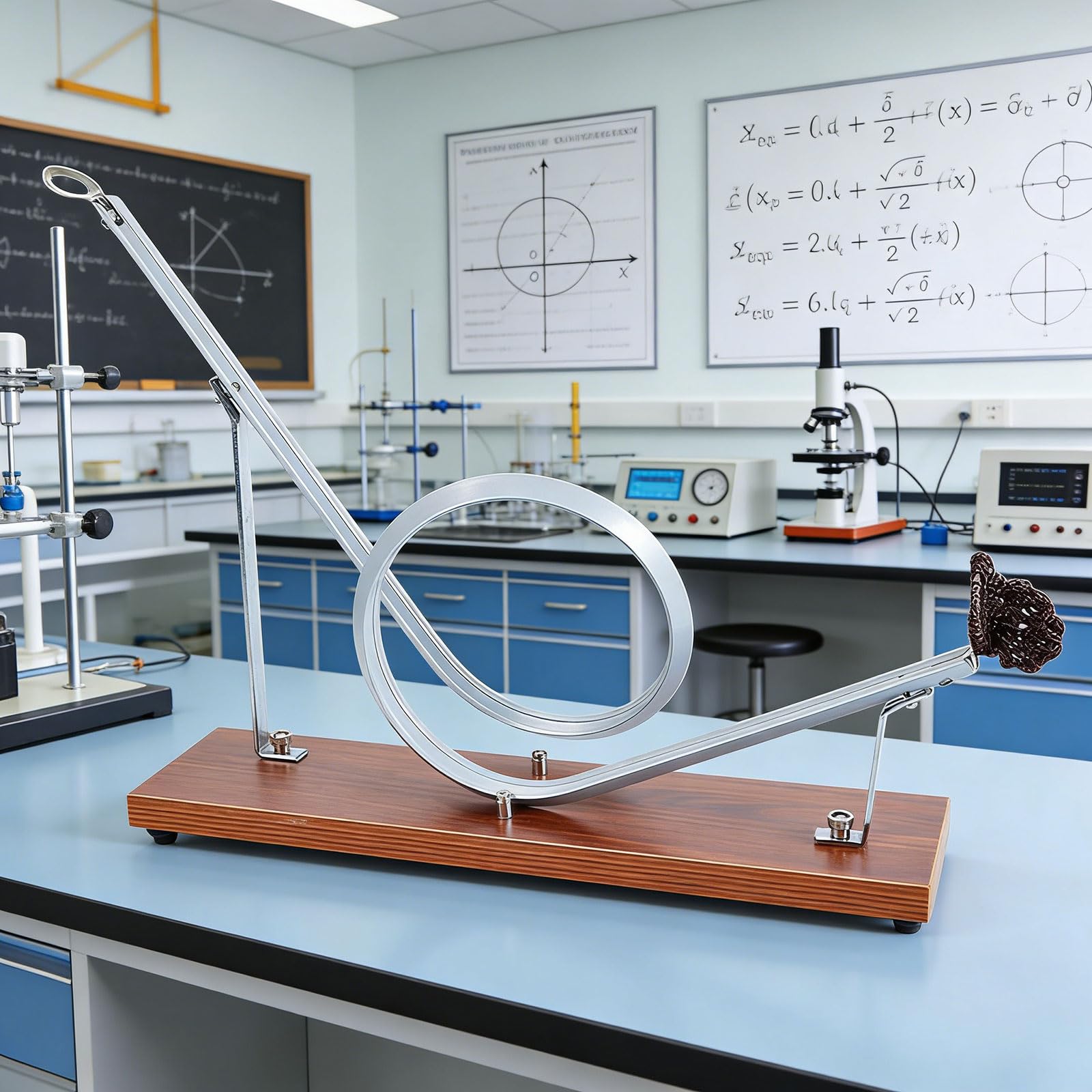 Equipo educativo de demostración de fuerza centrípeta, modelo de pista de rodillo de metal de madera para experimentos científicos en el aula, experimentos de fuerza centrífuga