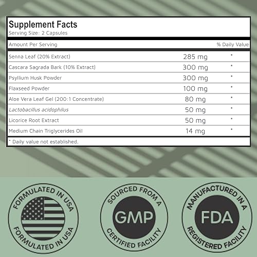 Miniatura 7 de Limpieza de colon de 15 días - Soporte digestivo para limpieza, hoja de senna, cáscara sagrada, cáscara de psyllium, linaza, aloe vera, probióticos