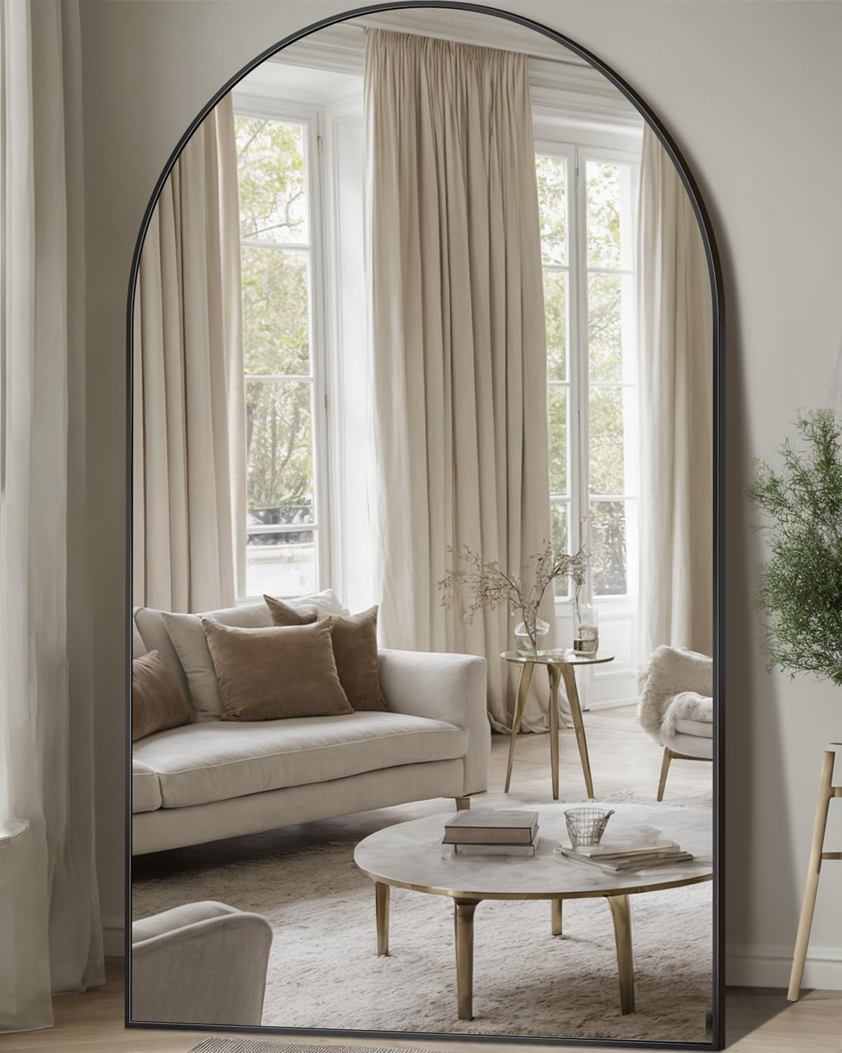 Full Length Mirror, 76"x44" Arched Full Body Mirror, Oversized Mirror, Floor Mirror, Leaning Free Standing Mirror, Hanging Mounted Large Mirror for Bedroom Dressing Room, Cloakroom, Black