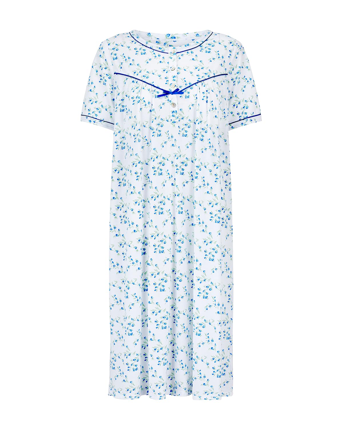 La Marquise Ladies 'Moonlit Tulip' 43" Short Sleeve Nightie 05375 Blue L-XL