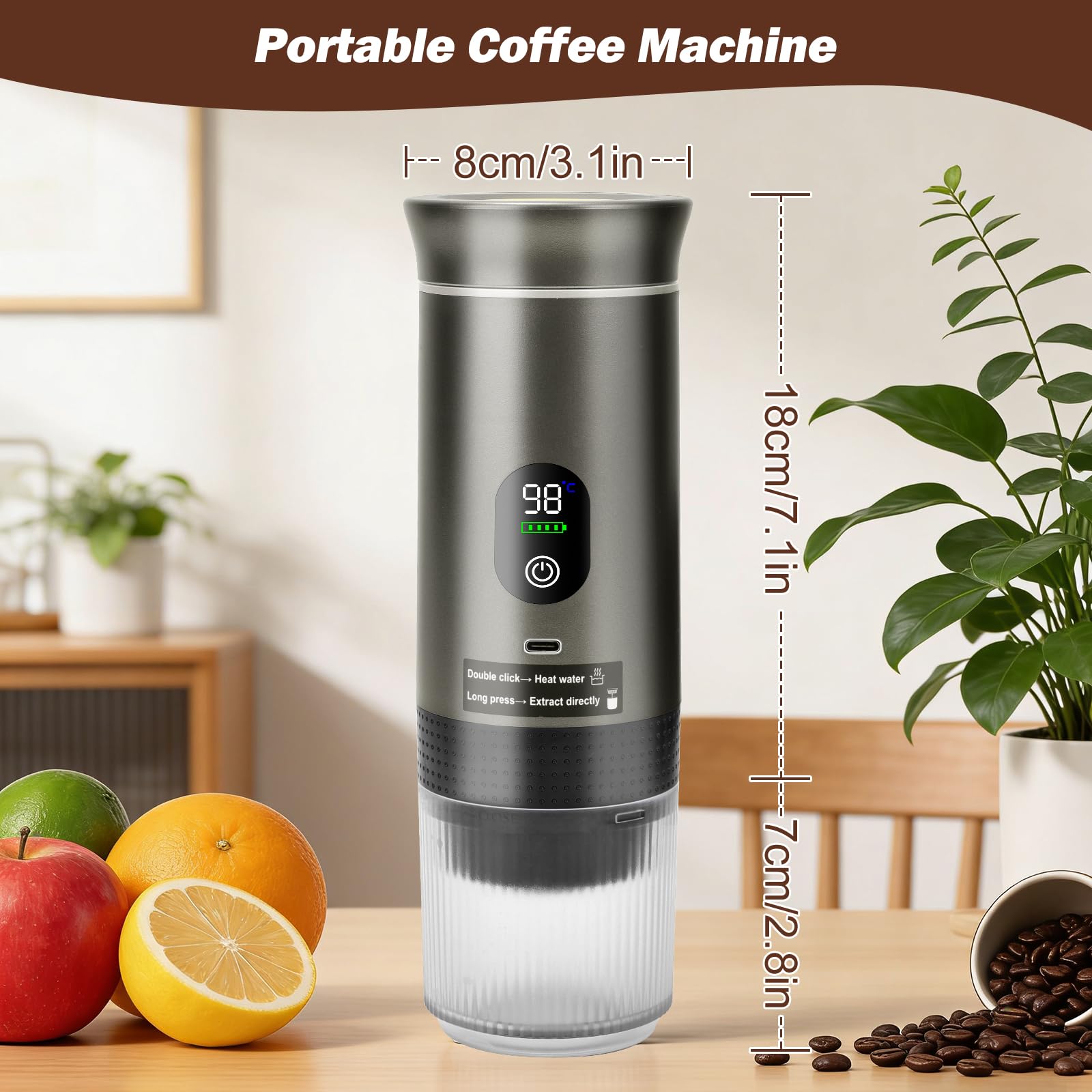 Cafetera Portatil Capsulas Mini Cafetera, Cafetera De Tres En Uno Con USB, Compatible Con Cápsulas De Café Y Polvo De Café, Adecuado Para Acampar, Trabajar Y Caminar