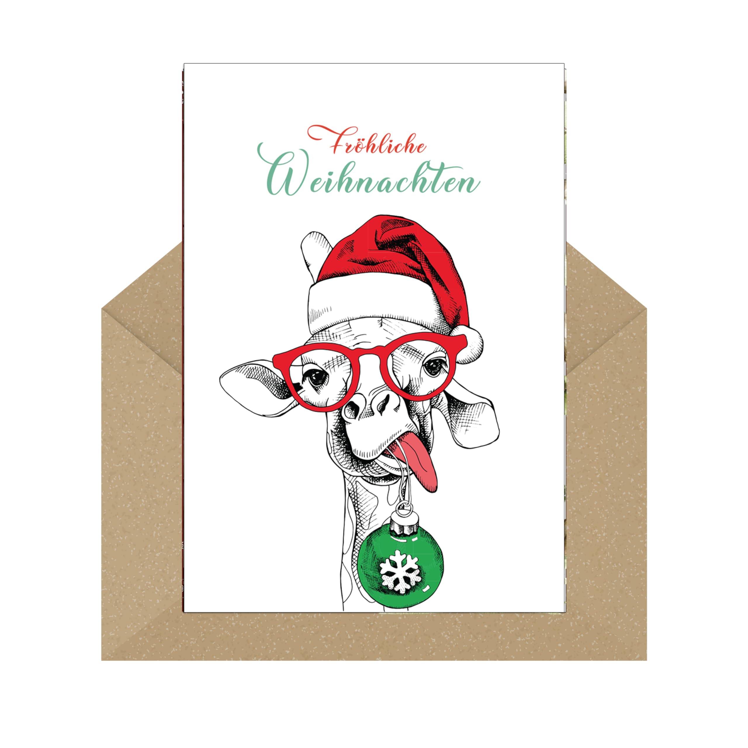 Lot De 30 Cartes De Noël Amusantes (cartes Pliantes) Avec 6 Motifs D'animaux Différents Avec Enveloppes Marron En Papier Kraft Recyclé (animaux De Noël