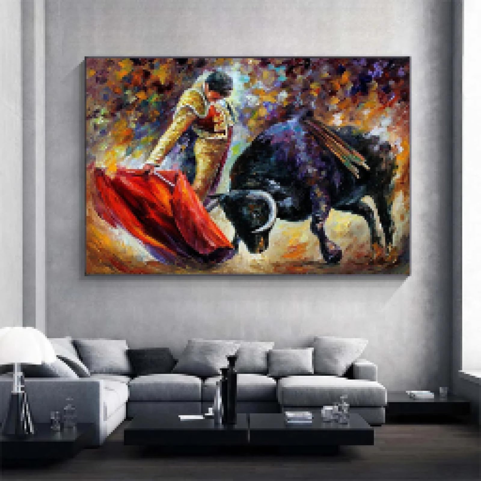 Art abstrait moderne taureau graffiti affiche murale 60x90cm