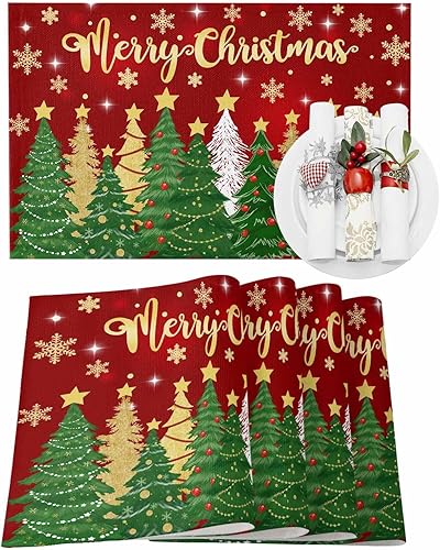 Vista 113 de Juego de 6 manteles individuales rojos para el día de San Valentín, diseño de corazón de San Valentín, resistentes al calor, lavables, manteles