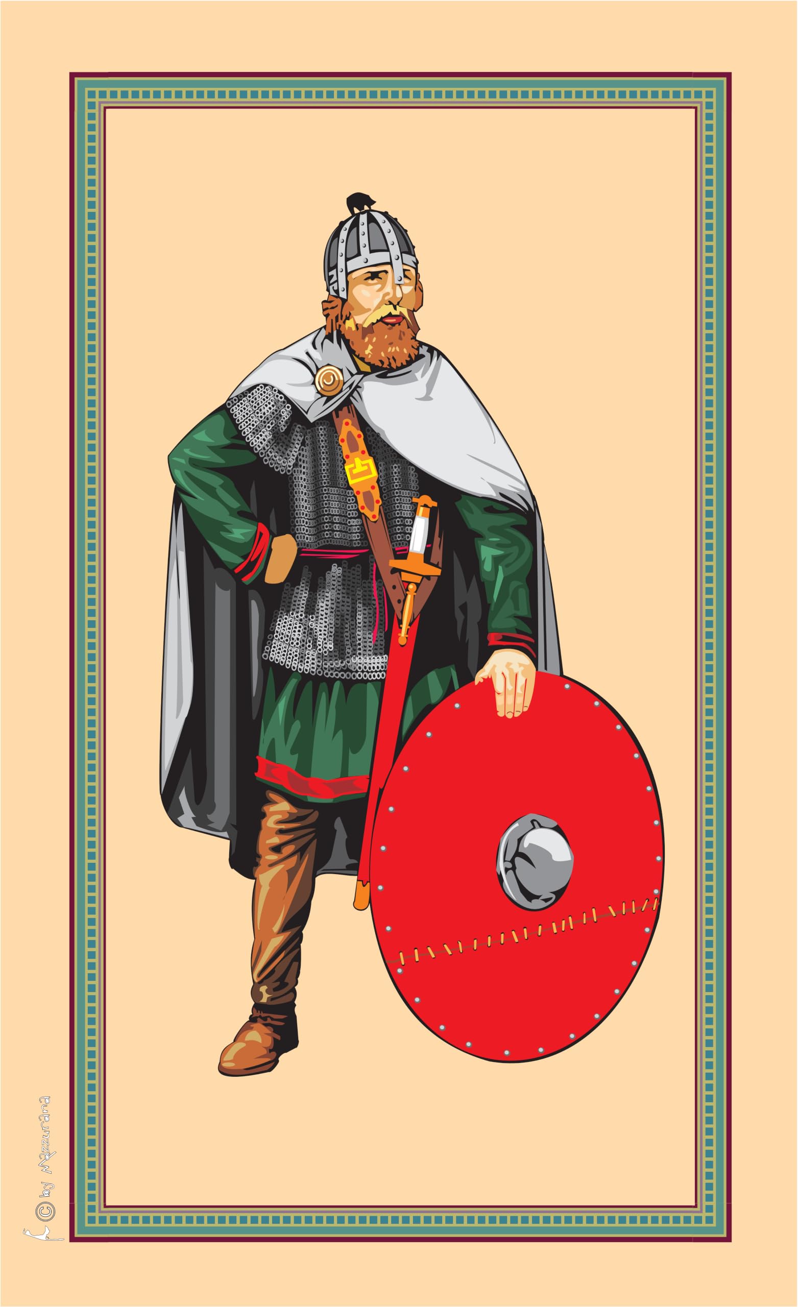 Rycerz - z tabliczką w formacie pionowym flaga rycerska ultra ściereczka do flagi okrętowej / 120 x 80 cm