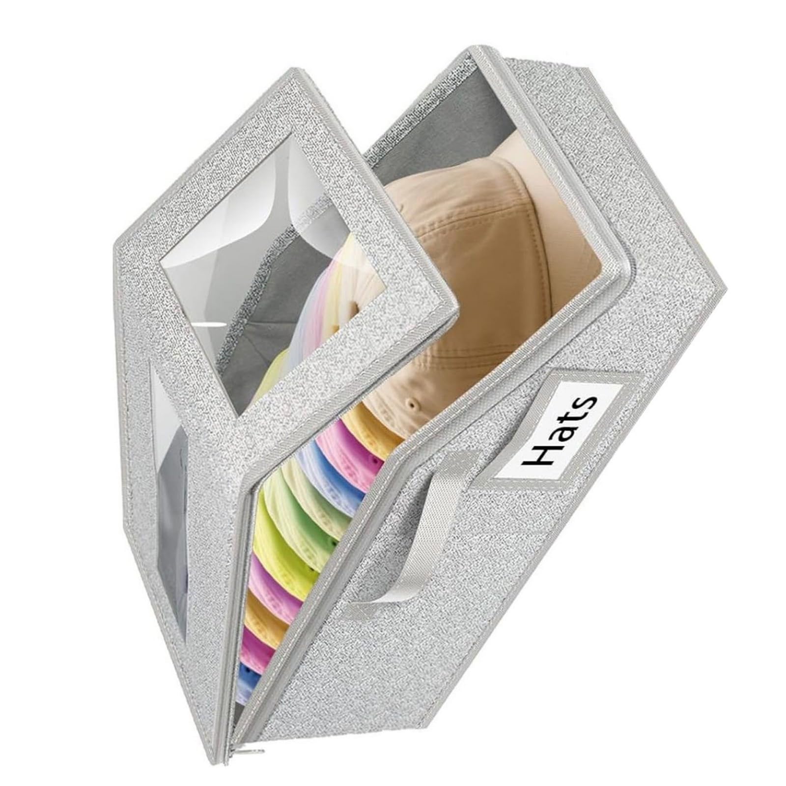 Shurhome Nonwoven Hat Organiser with Clear View Window Foldable Design for Closet Space Storage Solution Hat Storage Box Large Capacity