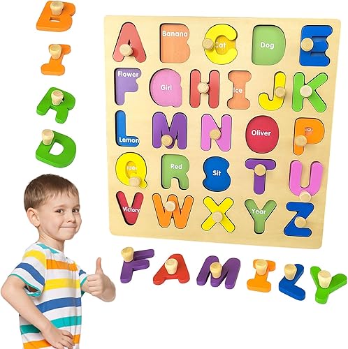 ABC Letras Clasificación Montessori Juguetes de aprendizaje preescolar, bloques de tablero, juguetes del alfabeto, rompecabezas preescolar, regalos