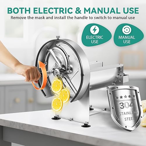 Miniatura 4 de Newhai Cortadora de verduras comercial de 0.000-0.394 in (0-0.4 pulgadas) Máquina trituradora eléctrica ajustable de acero inoxidable para cebolla,