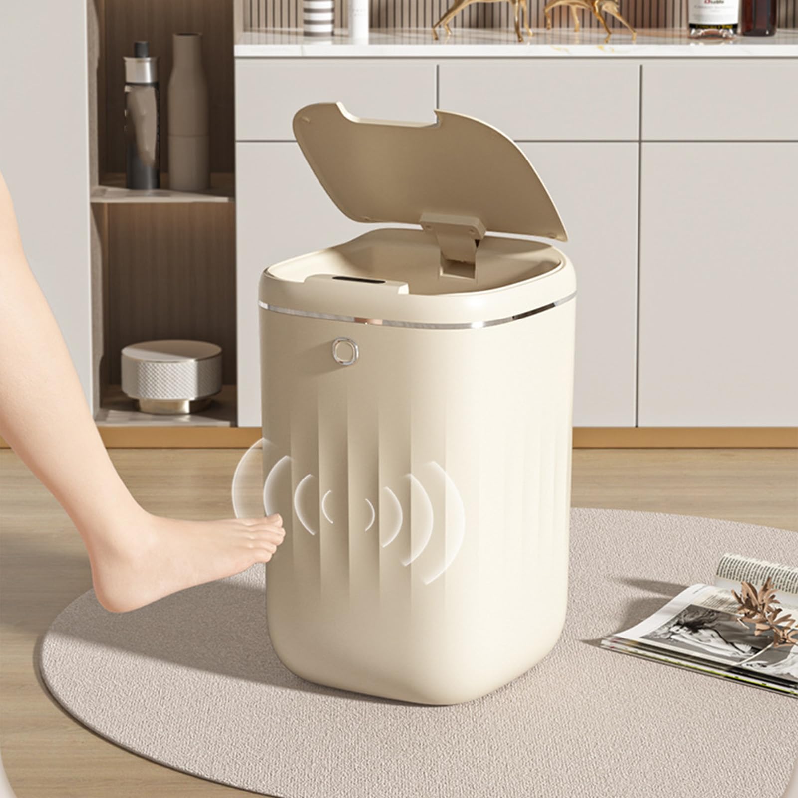 Pattumiera automatica senza contatto per bagno, 10 litri, con sensore di movimento intelligente e coperchio, per cucina e WC (verde) | Leroy Merlin