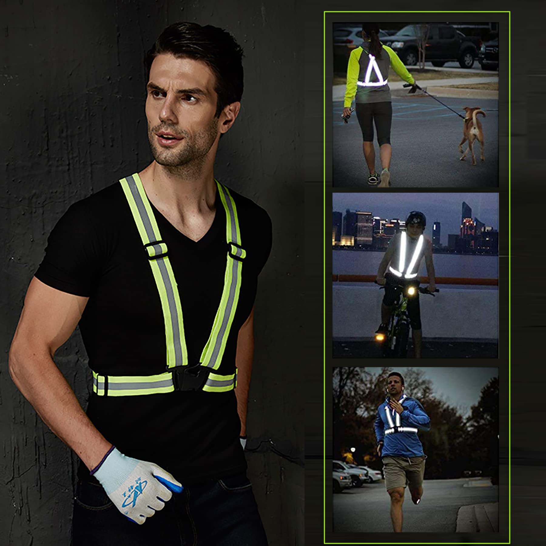 TopTie 2Pack Reflective Running Vest Lightweight High Visibility Adjustable Safety Vest For Running, Jogging-Blue - View #6