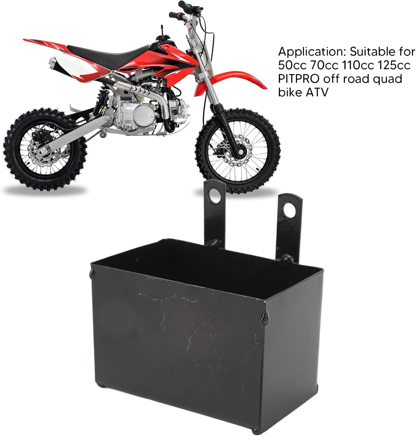 Battery Box Holder, Heavy Duty Rust Resistant Black Easy Installation Battery Carrier Box for 50cc to 125cc Motorcycle ATV