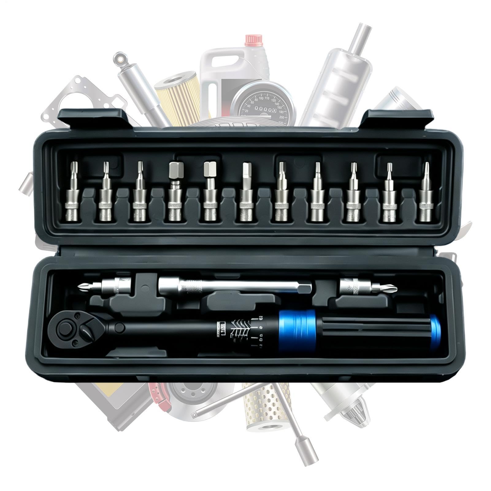 Llave dinamométrica 1/4 15 piezas herramienta metálica universal ajustable