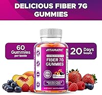 Vista 6 de Vitamatic Prebiotic Fiber Gummies for Adults – 7g Fiber per Serving – 60 Pectin-Based Gummies Extra Strength, Zero Sugar Added – Supports Digestive